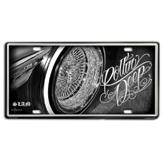DGA Day of the Dead Lowrider Rollin Deep Vintage Auto License Tin Plate