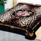 Solaron Classic Leopard Flower Roses Korean Mink King Size Blanket - Black