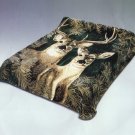 Solaron Original Buck Deer Korean Mink Soft Plush Queen Size Blanket Green