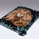 Solaron Original Lions Korean Mink Super Soft Plush Queen Size Blanket Green