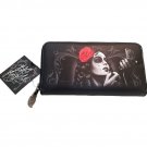 DGA Day of the Dead Rockabilly Bonita Red Rose Women's Zipper Clutch Wallet
