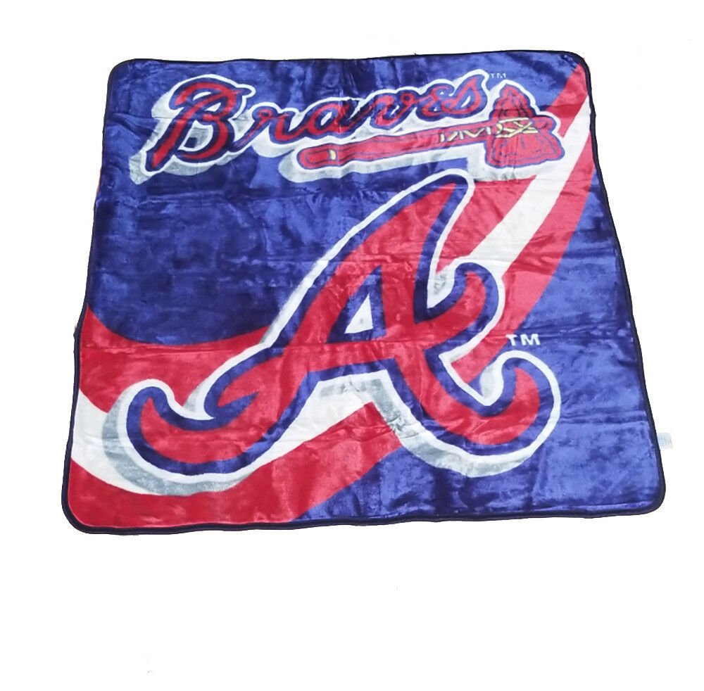 MLB Baseball Licensed Atlanta Braves Stitching Royal Plush Throw Blanket
