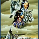 Signature Collection Native Spirit Tribe Wolf Soft Plush Blanket Queen Size