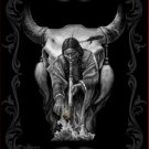 DGA Day of the Dead Cow Skull Native Queen Size Soft Plush Blanket Smoking Pipe