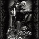 DGA Ride or Die Motorcycle Biker Babe Queen Size Raschel Soft Plush Blanket