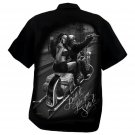 DGA Day of the Dead Rockabilly Men's Button Work Shirt Ride It Like You Stole It