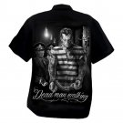 DGA Day of the Dead Rockabilly Men's Button Down Work Shirt Dead Man Walking