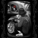 DGA Day of the Dead Lowrider Rose Skull Reflections Tin Metal Sign 12x16 Inch