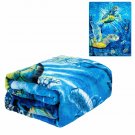 JPI Sea Turtles Ocean Reef Life Fishes Queen Size Soft Plush Thick Blanket