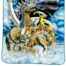 Signature Collection Dinosaurs T-Rex Triceratops Soft Plush Queen Size Blanket