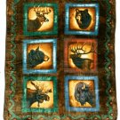 Alaska Wildlife Wolf, Elk, and Bear Lodge Series Soft Plush Queen Size Blanket