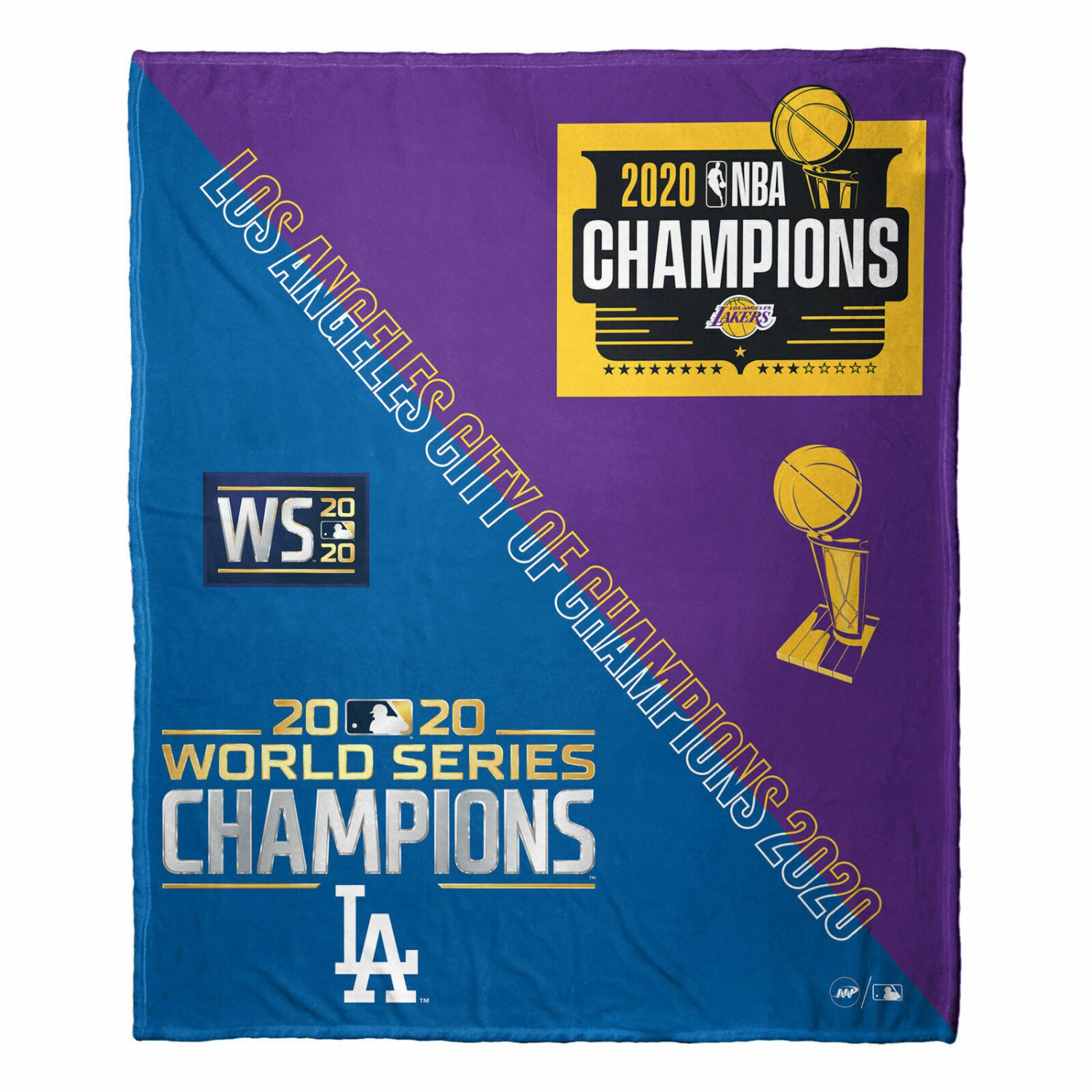 MLB/NBA Licensed LA Dodgers/Lakers Championship Twin Size Plush Throw Blanket