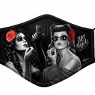 DGA Day of the Dead Chicano Art Bonita/Glamorous Rockabilly Face Mask w/4 Filter