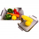 Best Vegetable Grill Basket Grill Pan - Set of 2 - Outdoor BBQ Accessories Tools Smoker Pan