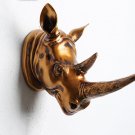 Resin Rhino Head Mount Wall Sculpture Rhinoceros Statue Faux Taxidermy Ornaments
