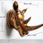 Resin Rhino Head Mount Wall Sculpture Rhinoceros Statue Faux Taxidermy Ornaments