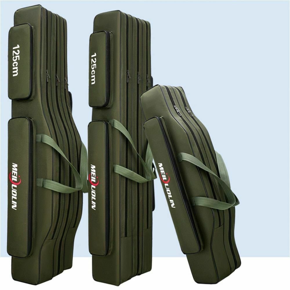 Fishing Rod Case MultiPurpose Carrier Pole Storage Carry Bag Canvas