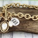 TWO-TONE FAITH HOPE AND LOVE CLUSTER CHARM BRACELET