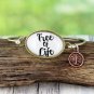 BURNISHED TRI-TONE 'TREE OF LIFE' BUBBLE CHARM BRACELET