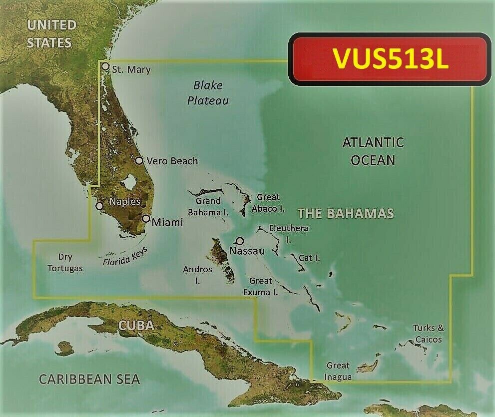 BlueChart G2 Vision HD Chart VUS513L covering Jacksonville-Bahamas area