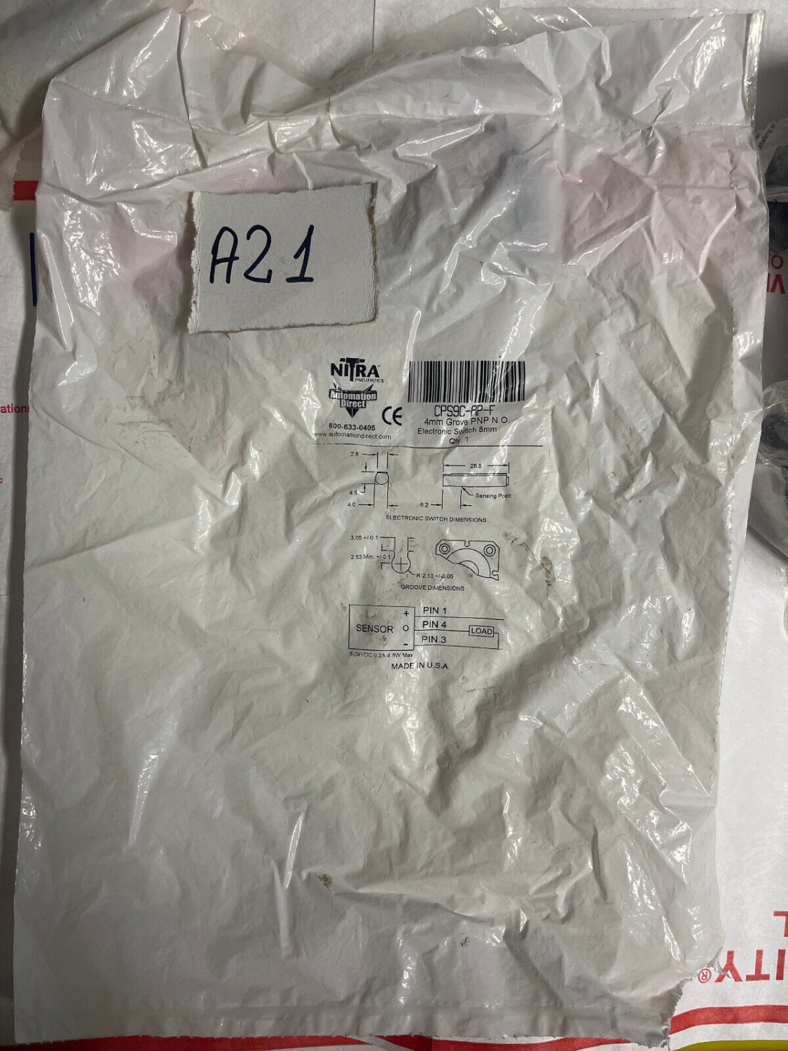 Automation Direct CPS9C-AP-F &Atilde;�4mm Cylinder Position Switches 3-Pin PNP