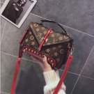 Fashion printed small square bag retro rivet handbag wild slanting shoulder bag