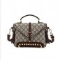 Fashion printed small square bag retro rivet handbag wild slanting shoulder bag
