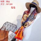 Contrast print orange silk scarf