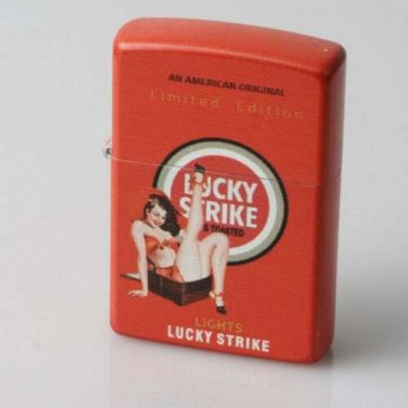 Red Matte Lucky Strike Pin Up Girl Limited Edition Zippo Lighter