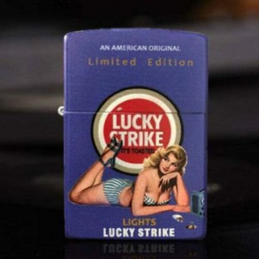 Blue Matte Lucky Strike Pin Up Girl Limited Edition Zippo Lighter