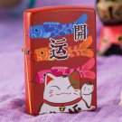 Rare Multi Sided Graphitti Lucky Cat & Fish Matte Zippo Lighter FREE INTERNATIONAL SHIPPING