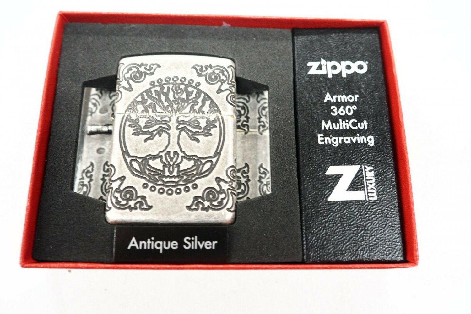 Antique Silver Tree Of Peace Armor 360 Degree Multi Cut Zippo Lighter Free Shipping