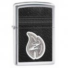 Zippo Lighter Leather Stitching High Polished Chrome Free Shipping