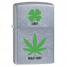 Zippo Lighter: Marijuana Leaf and Four Leaf Clover - Street Chrome Free Shipping Zippo Lighter: Marijuana Leaf and Four Leaf Clover - Street Chrome Free Shipping
