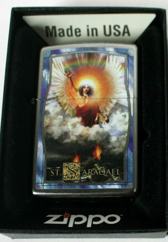 Rare Limited Edition Saint Saraqael Watching Angel Zippo Lighter Free U.S. Shipping