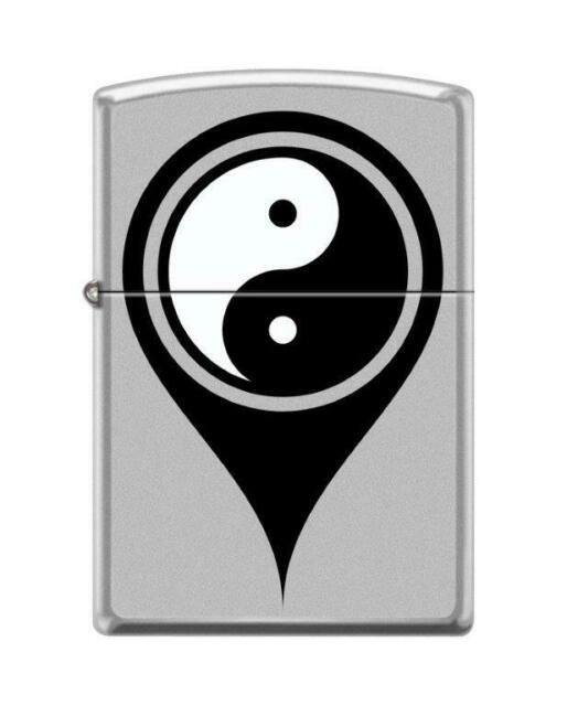 Pin Drop-Yin and Yang Design, Satin Chrome Finish Zippo Lighter Free U.S. Shipping