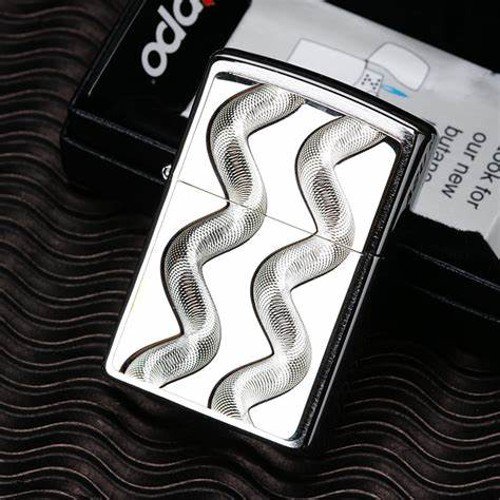 2011 Retired Double Twister Engraved Polished Chrome Zippo Lighter Free U.S. Shipping