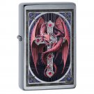 Zippo Lighter: Anne Stokes Dragon and Cross - Brushed Chrome Free U.S. Shipping