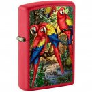Zippo Lighter: Parrots in Tropical Rainforest - Red Matte FREE U.S Shipping
