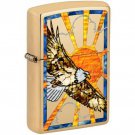 Zippo Lighter: Fusion Bald Eagle and Sun - High Polish Brass FREE U.S Shipping