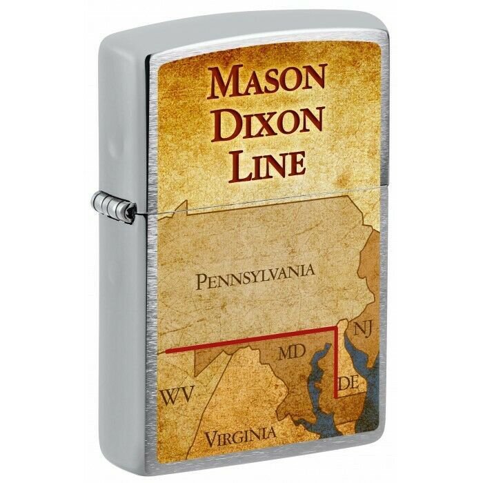 Zippo Lighter: Civil War, Mason Dixon Line - Brushed Chrome Free U.S. Shipping