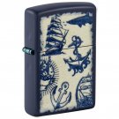 Zippo Lighter: Nautical Symbols - Navy Matte    FREE U.S Shipping