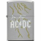 "AC/DC-Lightning" Brushed Chrome Finish Zippo Lighter Free U.S. Shipping