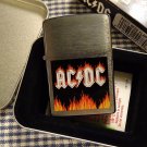 Rare New Retired AC/DC Flames Zippo Lighter Free U.S. Shipping