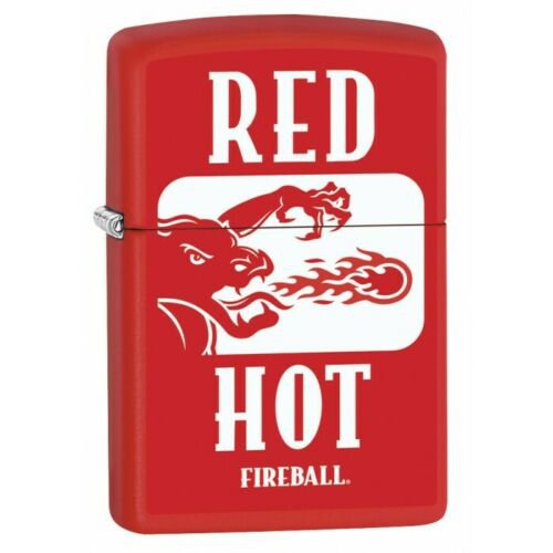 Fireball Whiskey Red Hot Red Zippo Lighter Free U.S. Shipping