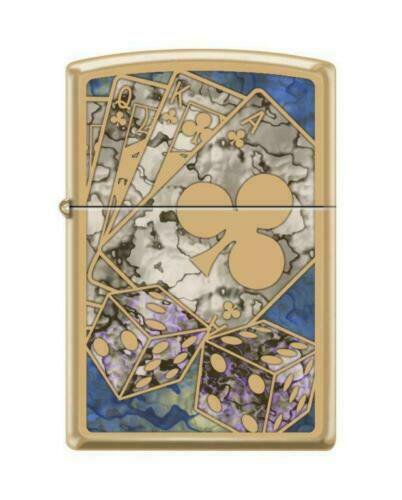 "Gambling Design" High Polish Brass Fusion Finish Zippo Lighter Free U.S Shipping