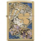 "Gambling Design" High Polish Brass Fusion Finish Zippo Lighter Free U.S Shipping