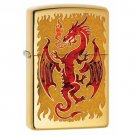 Zippo Lighter: Red Dragon, Fusion - High Polish Brass Free U.S Shipping