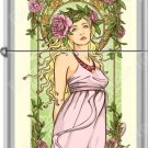 Sharp Green Art Nouveau Pinup Zippo Lighter Free U.S. Shipping