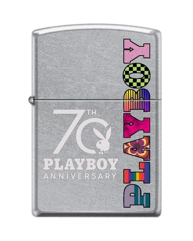 Playboy-70th Anniversary Zippo Lighter, Street Chrome Finish FREE U.S. SHIPPING